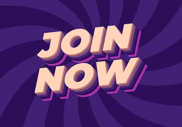 Unirse ahora efecto de texto en estilo 3D con buenos colores