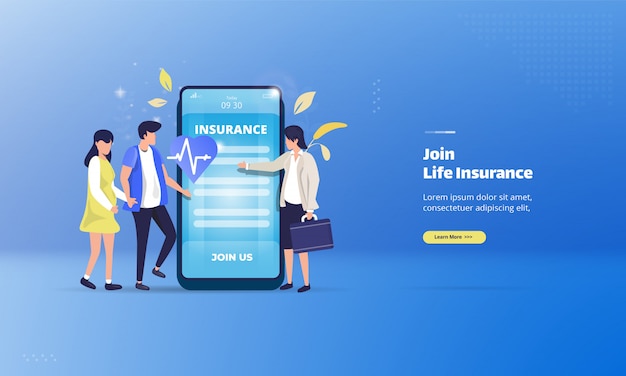 Unirse a un seguro de vida en concepto de ilustración