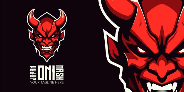 Unleash Power and Style Japan Oni Mask Mascota Diseño del logotipo para el deporte Esport y la camiseta