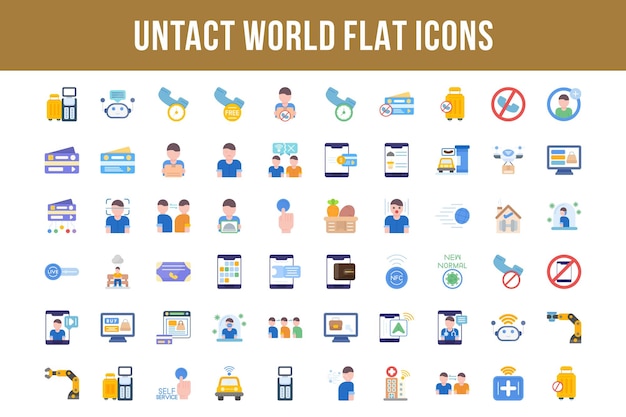 Untact World Iconos multicolores planos