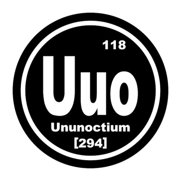 Ununoctio química icono elemento químico en la tabla periódica