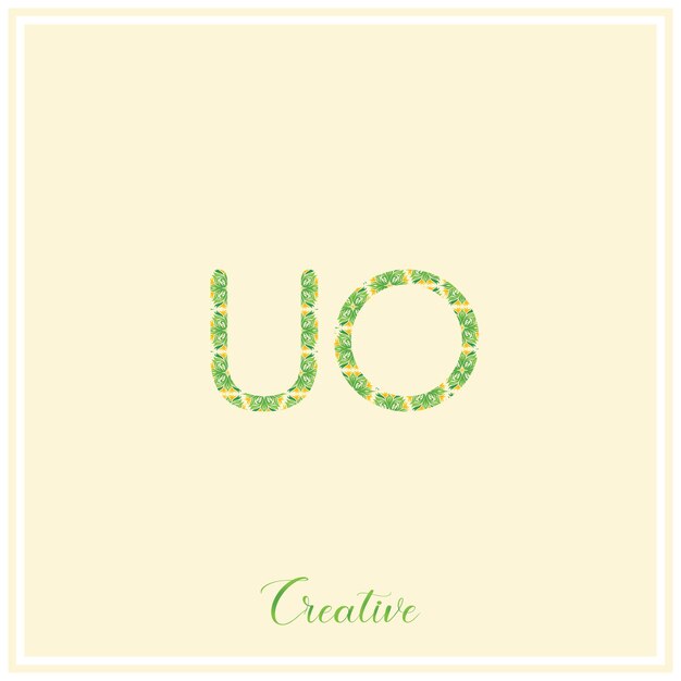 UO Logo verde natural último diseño del logotipo Ilustración vectorial Logotipo creativo Logotipo mínimo Monograma
