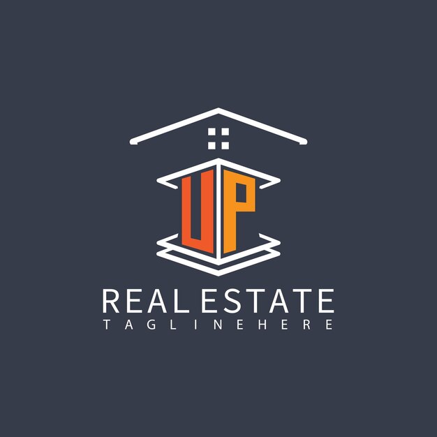 UP Real Estate Carta Monograma Vector Logo de la casa o el edificio Forma de todos los logotipos