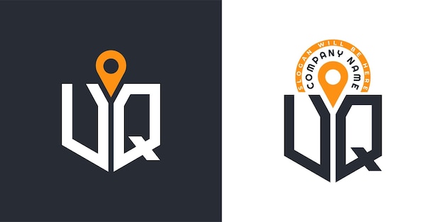 UQ Location Logo Bundle Letter UQ Logo Dual Vector Icons para el reclutamiento y la navegación