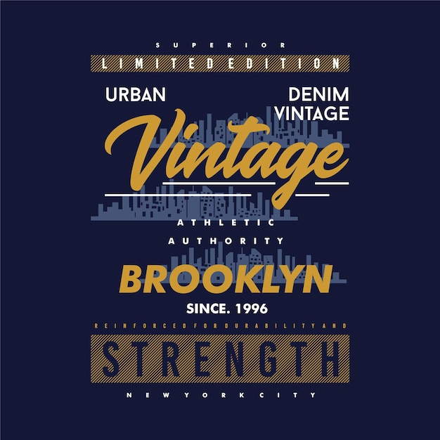 urban denim brooklyn diseño de camiseta gráfica tipografía estilo casual