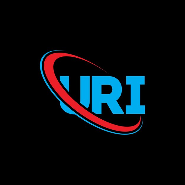 URI logotipo URI letra URI letra diseño de logotipo Iniciales Logotipo URI vinculado con círculo y mayúsculas Logotipo monograma URI tipografía para negocios tecnológicos y marca inmobiliaria