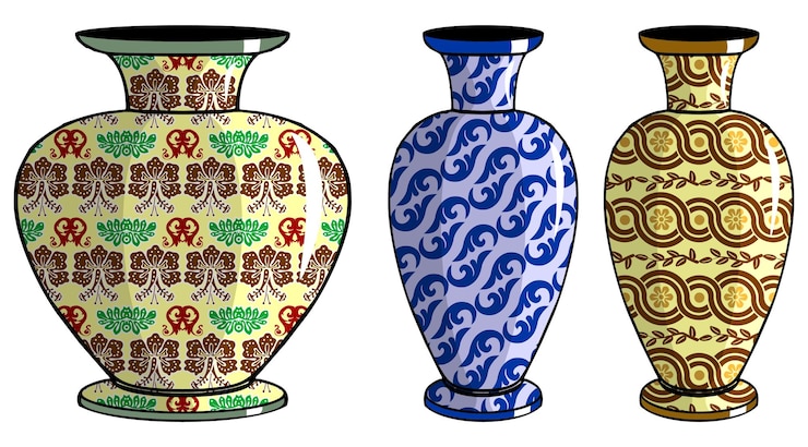 Vector urna javanesa con motivo de batik