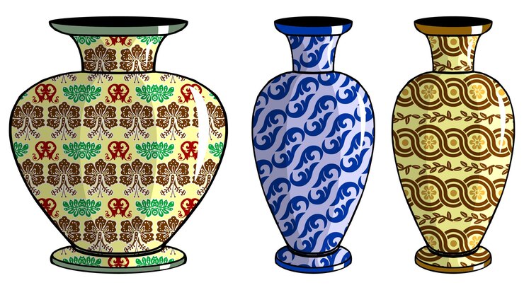 Vector urna javanesa con motivo de batik