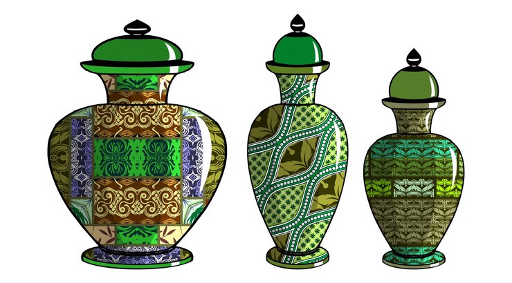 Vector urna javanesa con motivo de batik