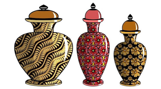 Urna javanesa con motivo de batik