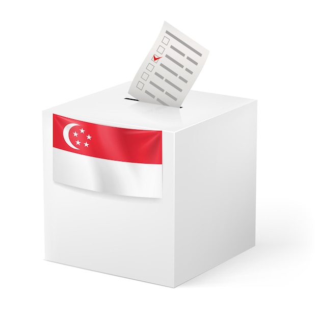 Urna con papel de votación. singapur