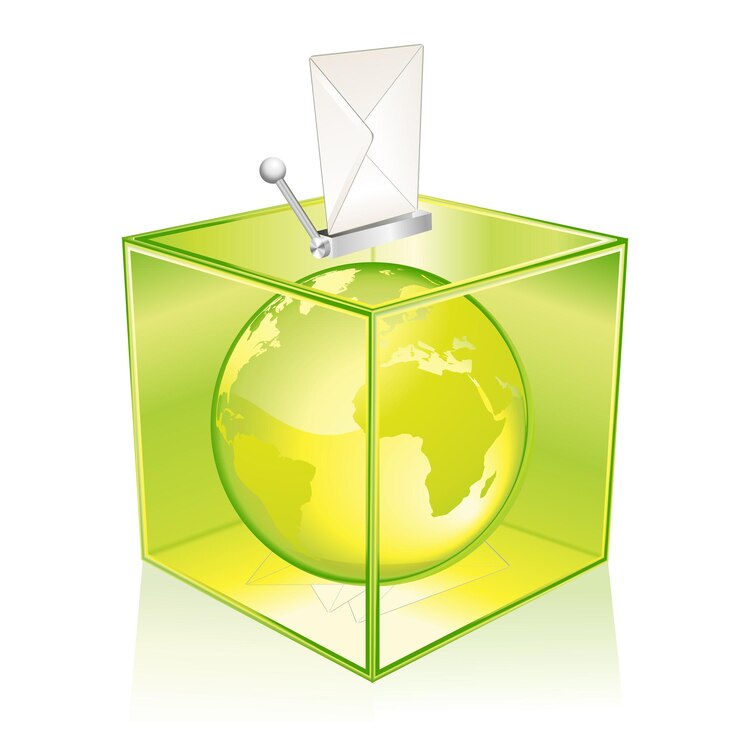 Vector urna verde transparente, vota por la tierra
