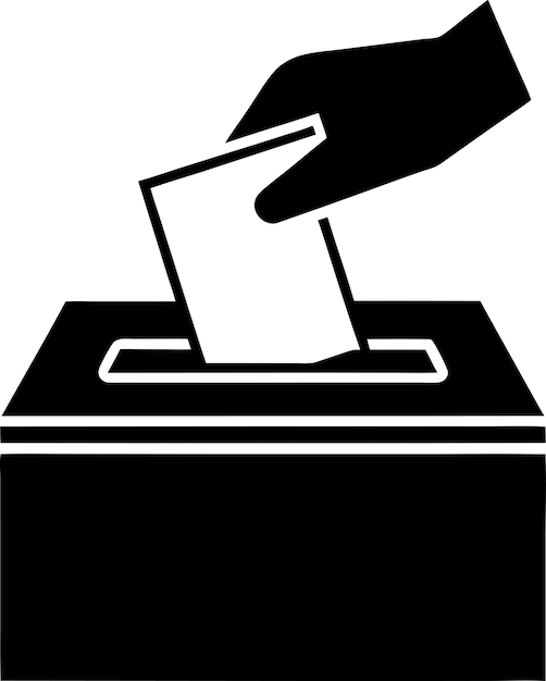 Urna de votación con mano y boleta