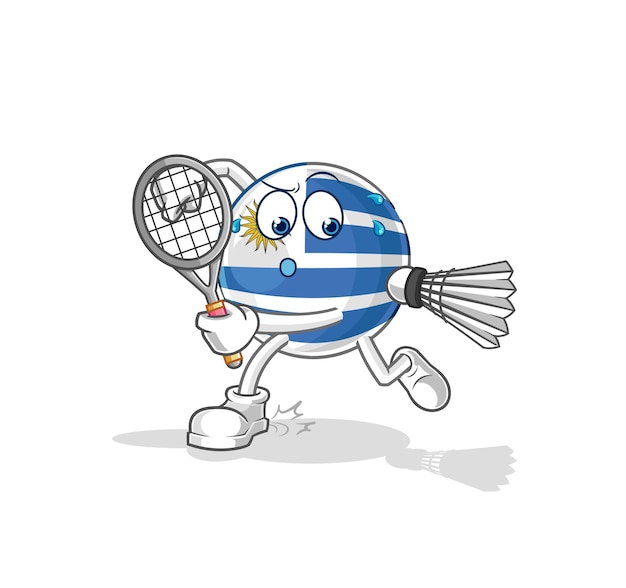 Uruguay jugando vector de caracteres de ilustración de bádminton