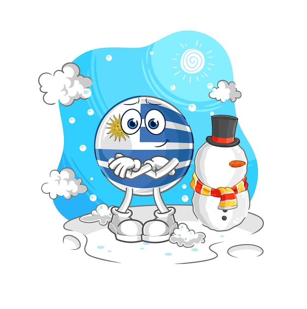 Uruguay en vector de mascota de dibujos animados de personaje de invierno frío