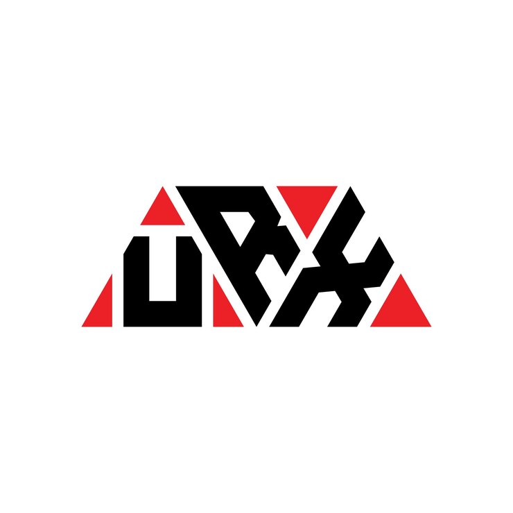 Vector urx diseño de logotipo de letra triangular con forma de triángulo urx diseño del logotipo del triángulo monograma urx triángulo vectorial plantilla del logotipo con color rojo urx logotipo triangular sencillo elegante y lujoso urx
