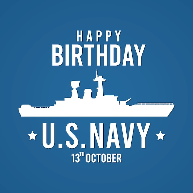 Vector us navy cumpleaños con fondo azul