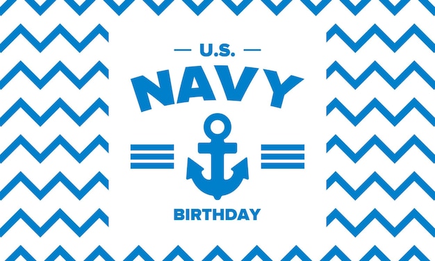 US NAVY cumpleaños Vacaciones en Estados Unidos Diseño patriótico Símbolo de ancla Cartel vectorial