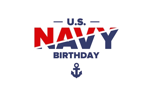 US NAVY cumpleaños Vacaciones en Estados Unidos Diseño patriótico Símbolo de ancla Cartel vectorial