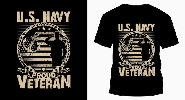 Us navy proud veteran typography vintage veterans day diseño de camiseta