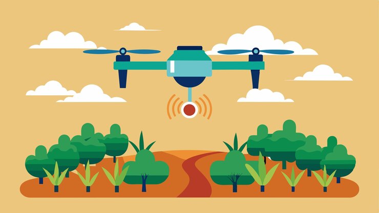 Vector usando sensores multiespectrales, los drones agrícolas pueden capturar datos sobre los niveles de nitrógeno de humedad del suelo