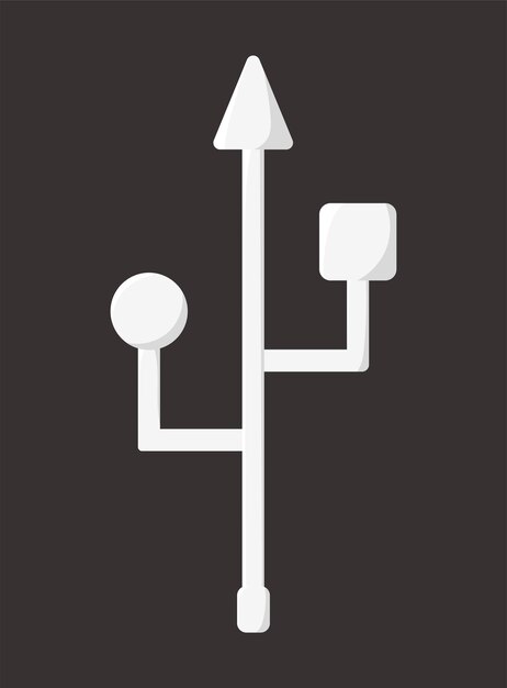 Usb icono blanco en un signo oscuro Diseño plano simple Textura vectorial Símbolo Cargador Computadora