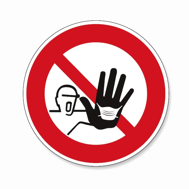 Use una máscara facial o una máscara improvisada para el signo de prohibición de la pandemia de coronavirus en el fondo blanco Ilustración vectorial Archivo vectorial Eps 10