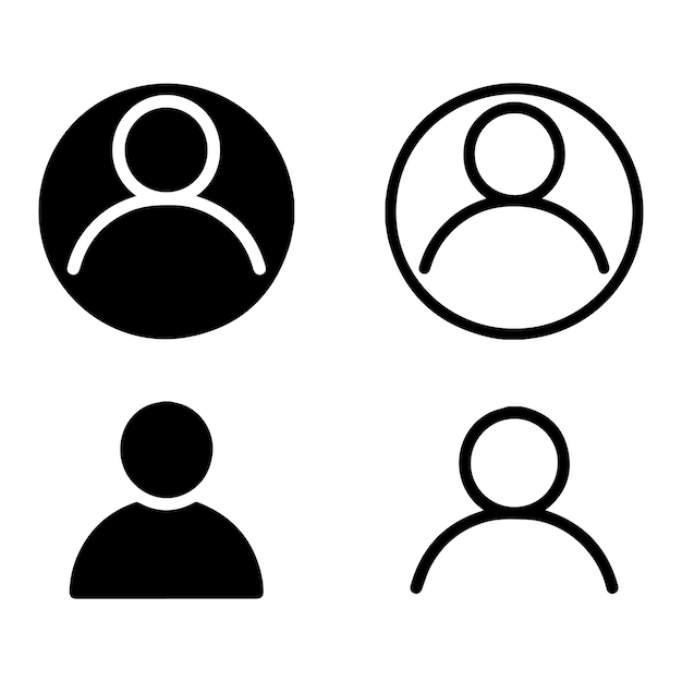 User Profile Icon Set Solid and Outline Avatar Symbols for Web and Apps
