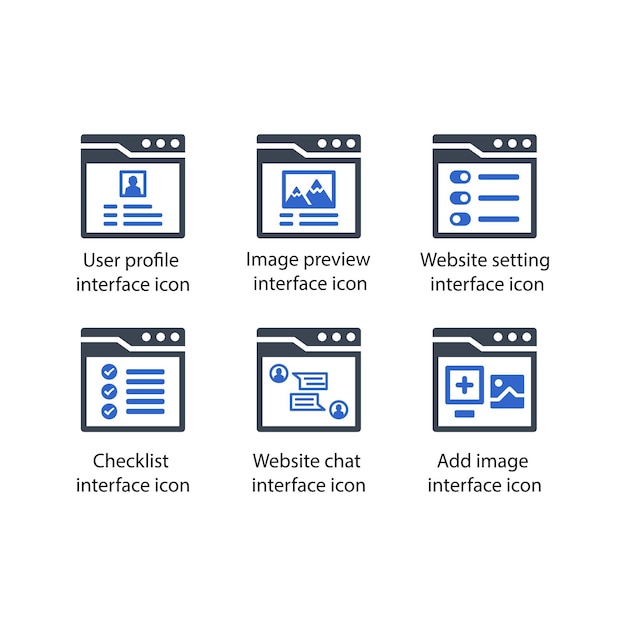 User profile Image preview Website setting Checklist Website chat Add image icon