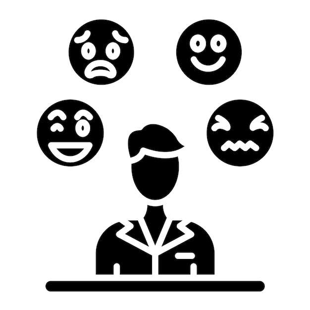 El uso de emociones Glyph Ilustración negra sólida