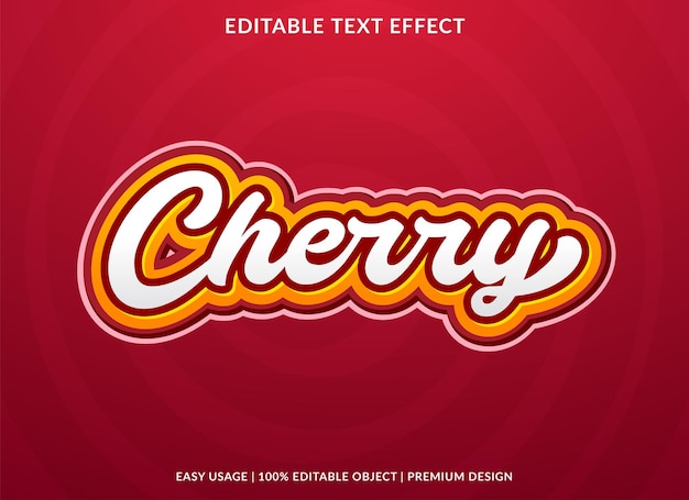 uso de plantilla de efecto de texto editable cereza para logotipo y marca de empresa