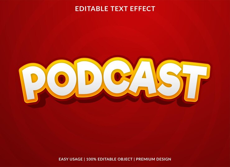Vector uso de plantilla de efecto de texto editable de podcast para logotipo y marca de empresa