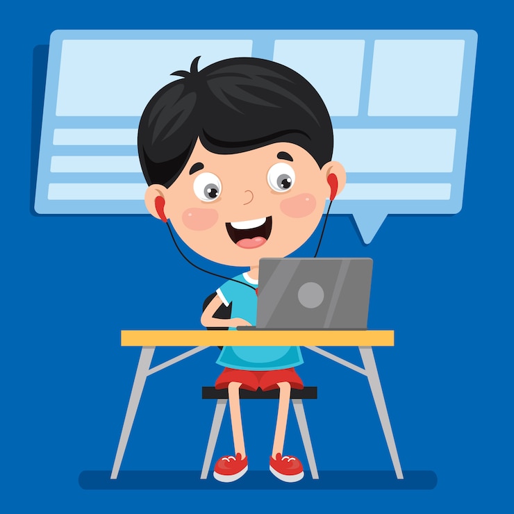 Vector uso de tecnología para educación o negocios