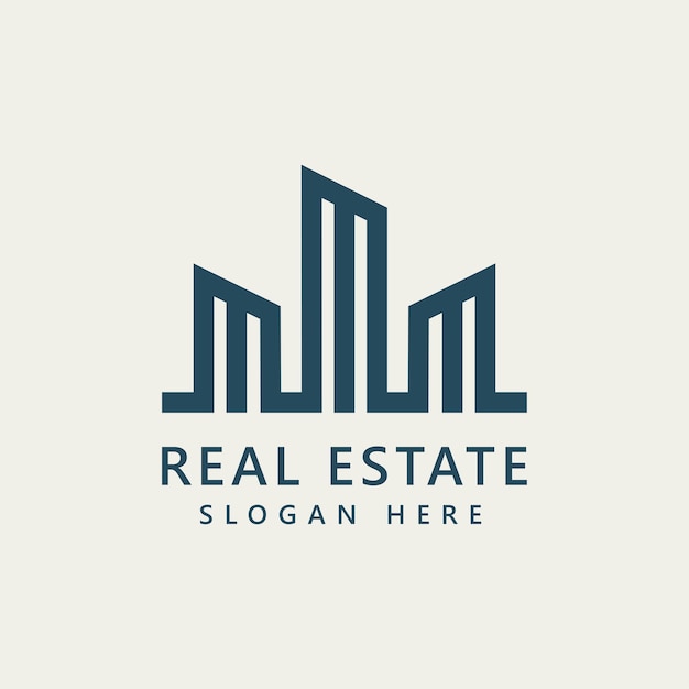 Usos del concepto de arte de línea de logotipo de bienes raíces vectoriales