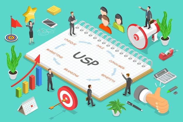 USP - concepto plano isométrico de propuesta de venta única.