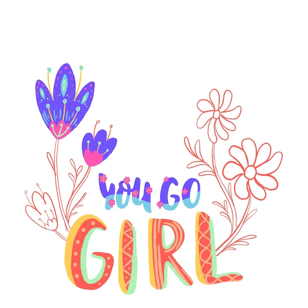 Usted va chica motivacional texto ilustración