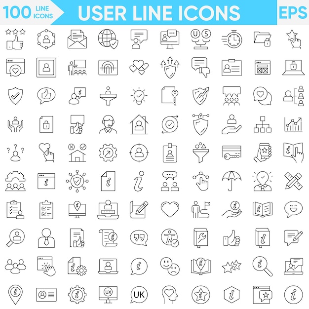 Los usuarios establecen iconos de línea vectorial e ilustrador