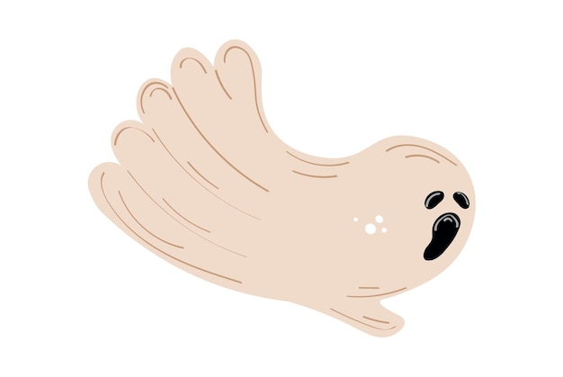 ute gracioso fantasma. Personajes de boo espeluznantes infantiles para niños. Espíritu mágico aterrador. Dibujos animados planos aislados