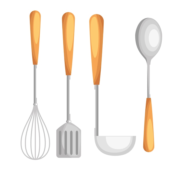 Utensilios de cocina conjunto iconos vector ilustración diseño