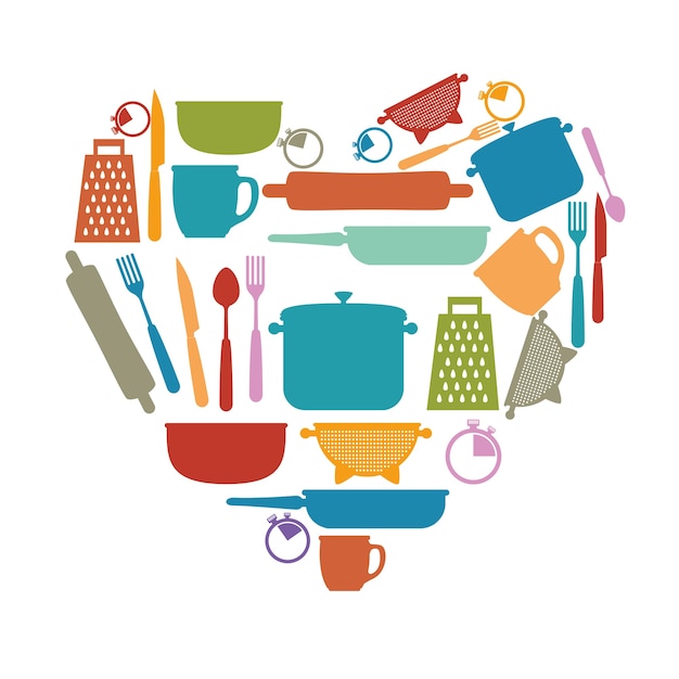utensilios de cocina conjunto iconos vector ilustración diseño
