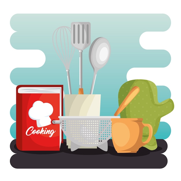 Vector utensilios de cocina set iconos