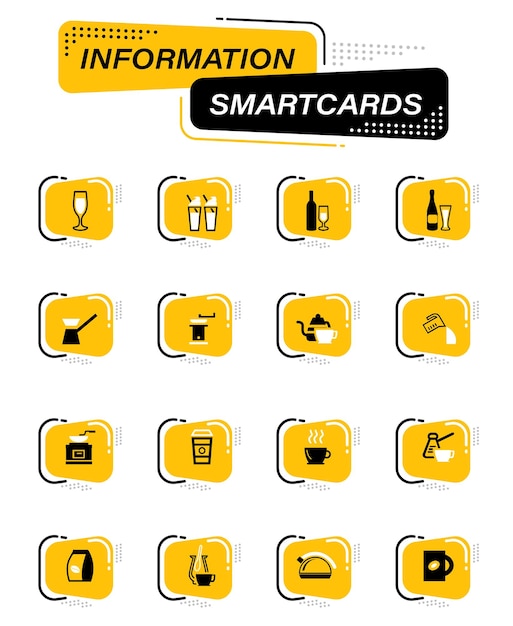 Utensilios para la preparación de iconos de bebidas en tarjetas inteligentes de información para el diseño de la interfaz de usuario