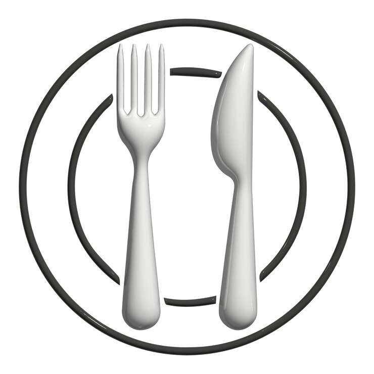 Los utensilios de un restaurante Un icono gráfico sencillo