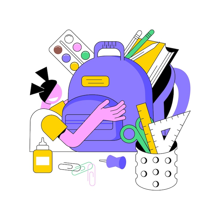 Vector útiles escolares concepto abstracto ilustración vectorial