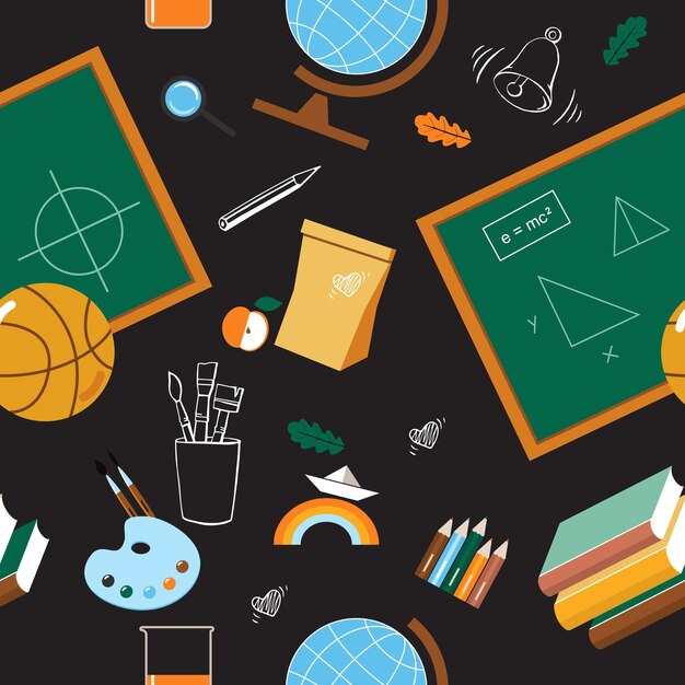Útiles escolares vector de patrones sin fisuras