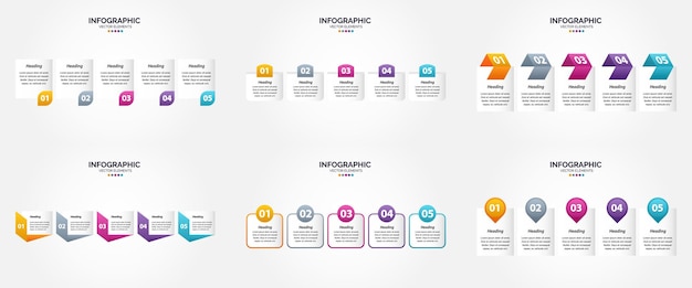 Utilice estas ilustraciones vectoriales para crear infografías de aspecto profesional para folletos publicitarios, volantes y revistas.