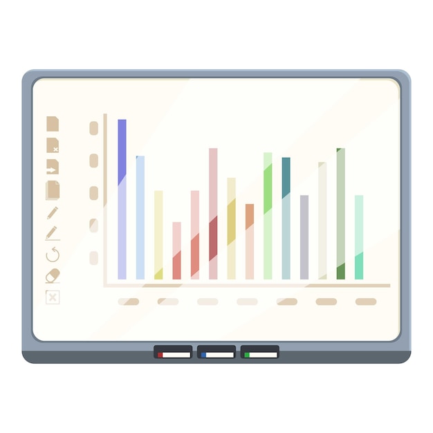 Utilización de icono de tablero interactivo vector de dibujos animados superficie electrónica