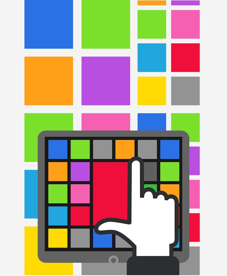 Vector utilización de la interfaz de azulejos de color