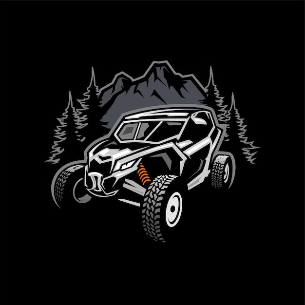 UTV buggy vehículo ilustración logo vector en fondo negro