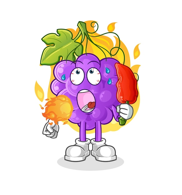 La uva come mascota picante. vector de dibujos animados